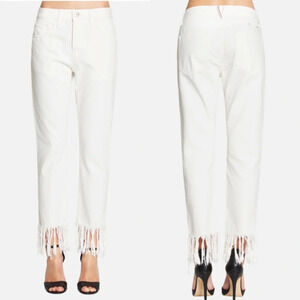 3x1 crop frayed hem jeans